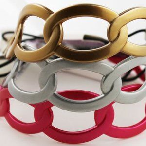 Goody Interlocking Rings Gelly Plastic Headwrap Jelly Head Band Gold Pink Silver